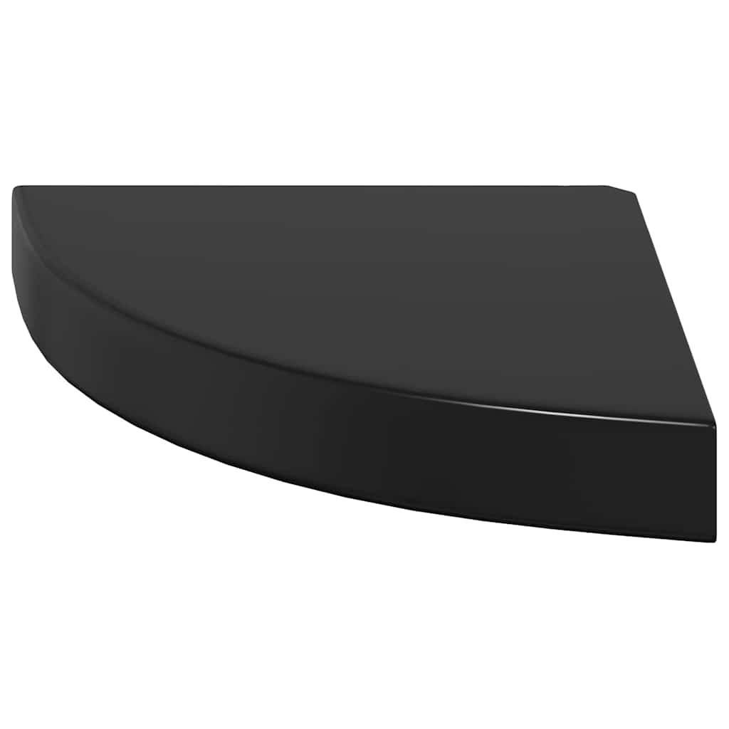 Scaffale Angolare a Parete Nero Lucido 25x25x3,8 cm in MDF
