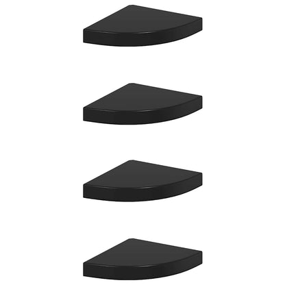 Scaffali Angolari a Parete 4 pz Nero Lucido 25x25x3,8 cm MDF