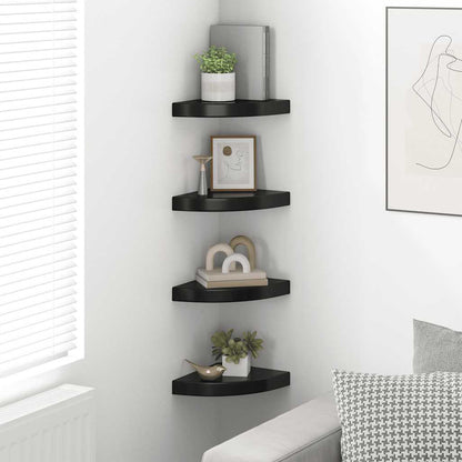 323891 vidaXL Floating Corner Shelves 4 pcs High Gloss Black 25x25x3,8 cm MDF | homemem39