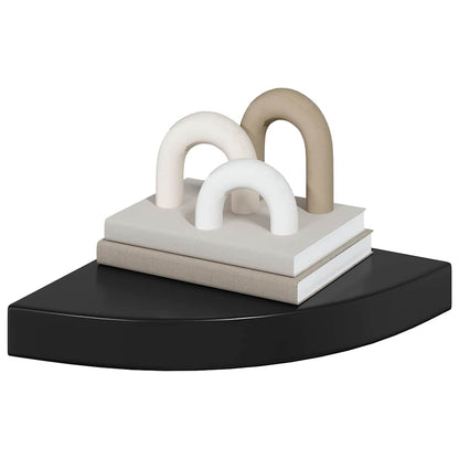 Scaffali Angolari a Parete 4 pz Nero Lucido 25x25x3,8 cm MDF