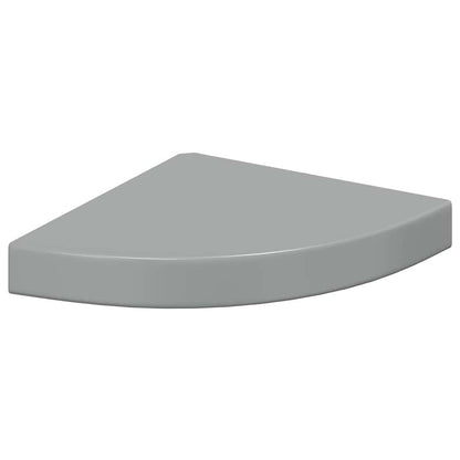 Scaffale Angolare a Parete Grigio Lucido 25x25x3,8 cm in MDF