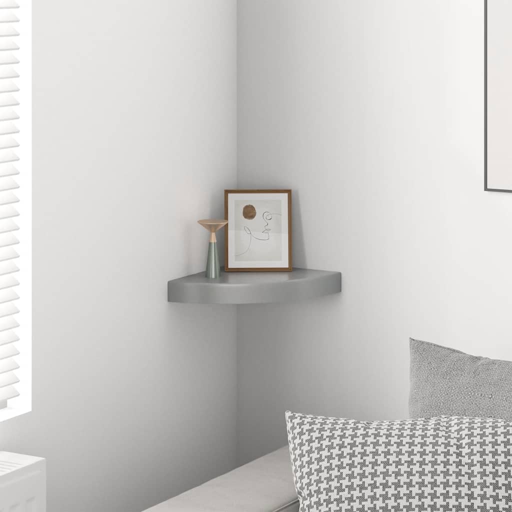 Scaffale Angolare a Parete Grigio Lucido 25x25x3,8 cm in MDF | homemem39