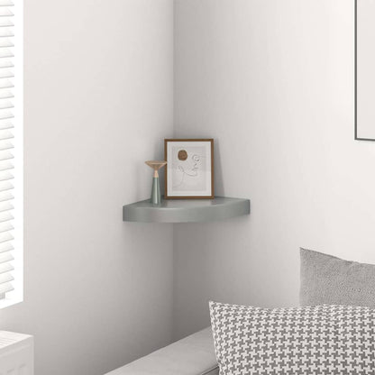 Scaffale Angolare a Parete Grigio Lucido 25x25x3,8 cm in MDF