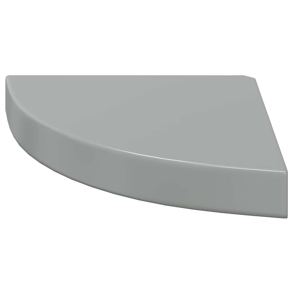 Scaffale Angolare a Parete Grigio Lucido 25x25x3,8 cm in MDF