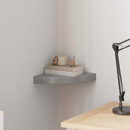 Scaffale Angolare a Parete Grigio Lucido 25x25x3,8 cm in MDF