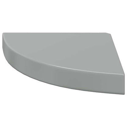Scaffali Angolari a Parete 2 pz Grigio Lucido 25x25x3,8 cm MDF