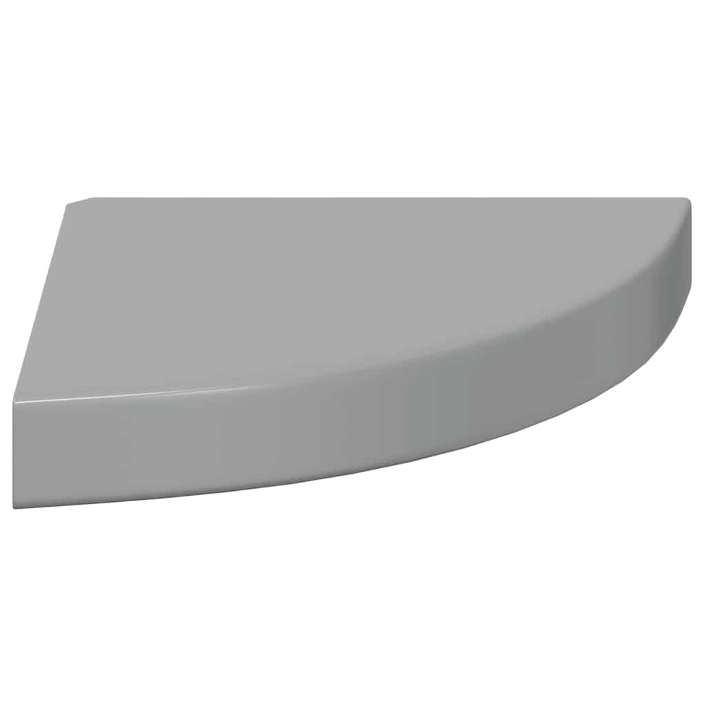 Scaffali Angolari a Parete 2 pz Grigio Lucido 25x25x3,8 cm MDF