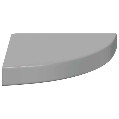 Scaffali Angolari a Parete 2 pz Grigio Lucido 25x25x3,8 cm MDF