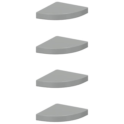 Scaffali Angolari a Parete 4 pz Grigio Lucido 25x25x3,8 cm MDF