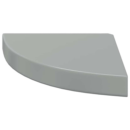 Scaffali Angolari a Parete 4 pz Grigio Lucido 25x25x3,8 cm MDF