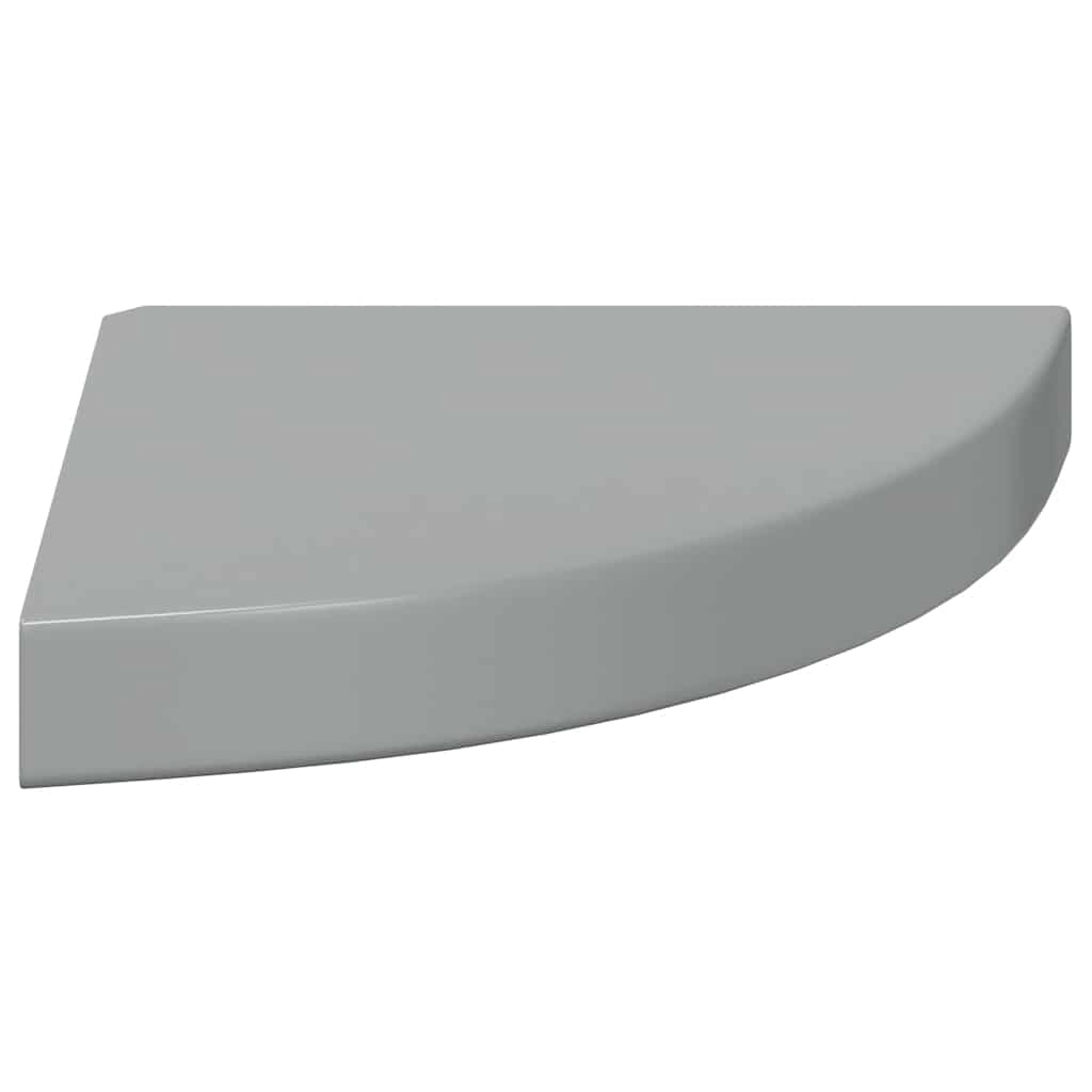 Scaffali Angolari a Parete 4 pz Grigio Lucido 25x25x3,8 cm MDF