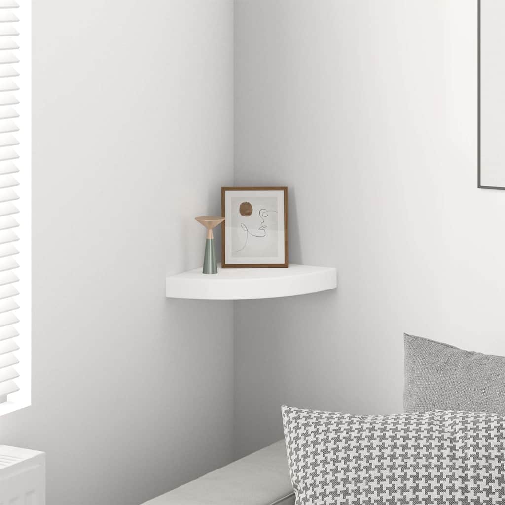 Scaffale Angolare a Parete Bianco 25x25x3,8 cm in MDF