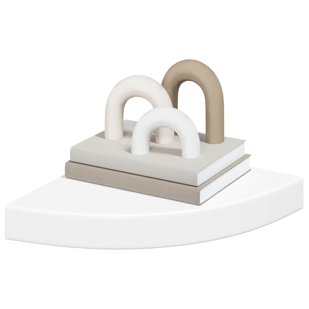 Scaffale Angolare a Parete Bianco 25x25x3,8 cm in MDF