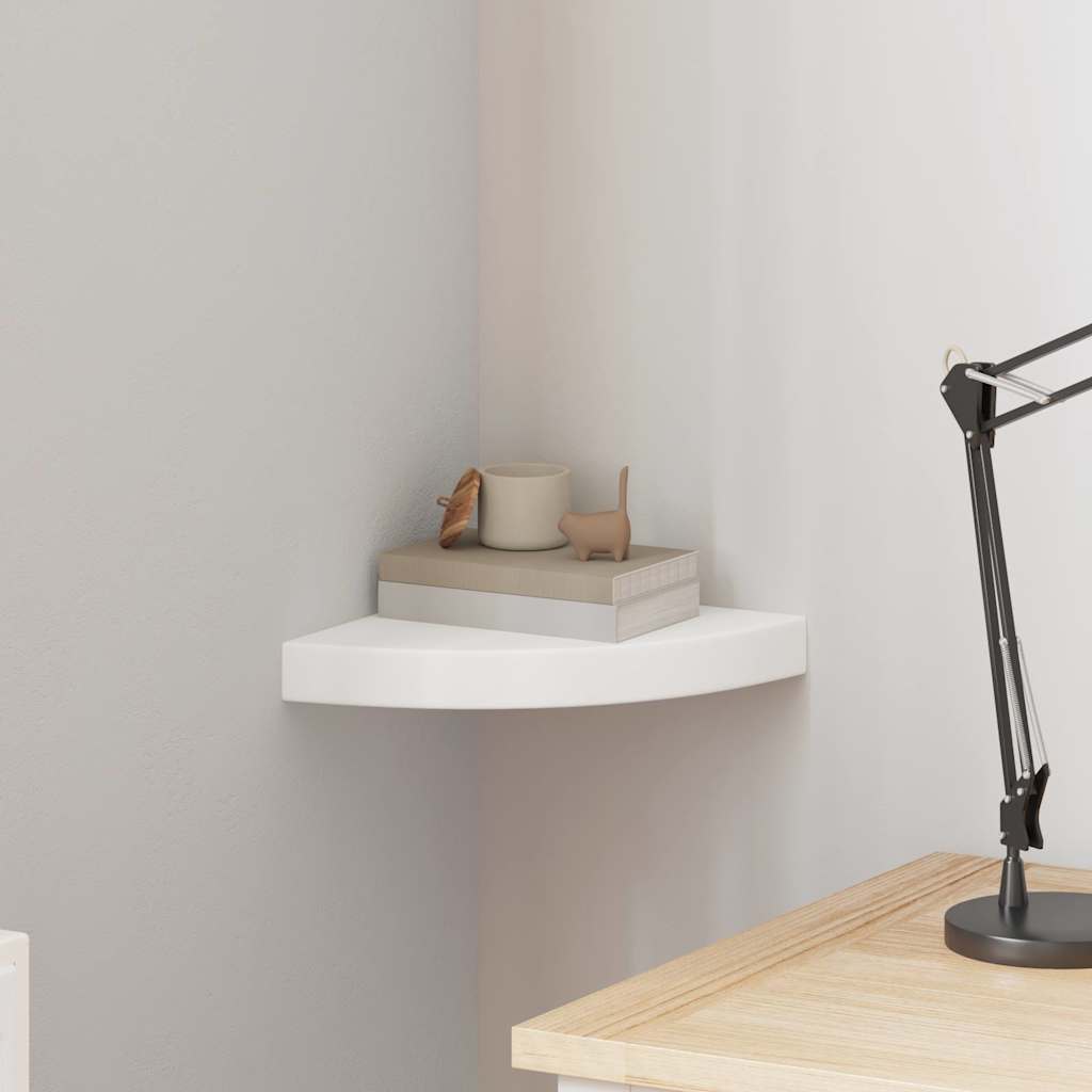 Scaffale Angolare a Parete Bianco 25x25x3,8 cm in MDF