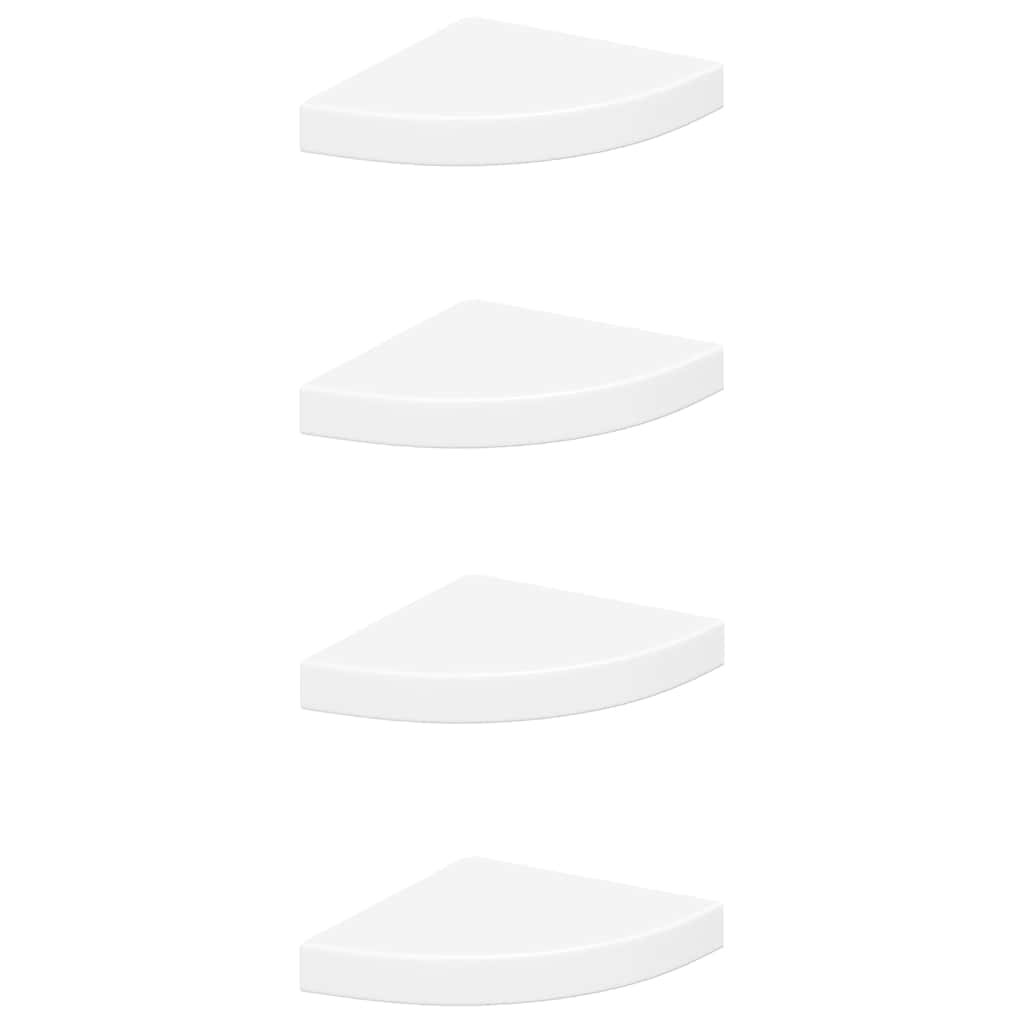 Scaffali Angolari a Parete 4 pz Bianchi 25x25x3,8 cm in MDF