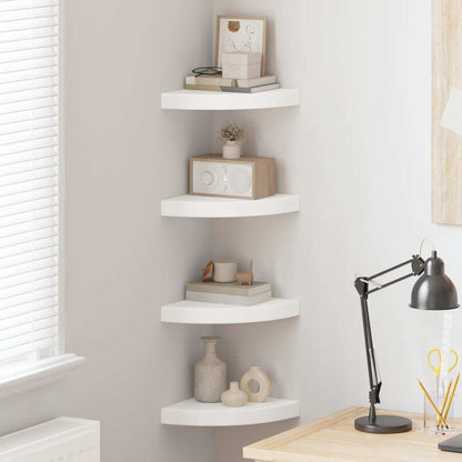 Scaffali Angolari a Parete 4 pz Bianchi 25x25x3,8 cm in MDF | homemem39