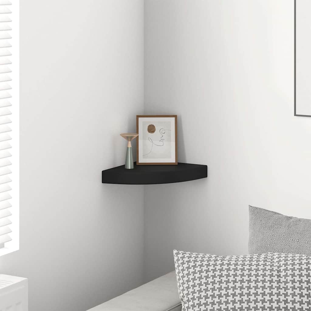 Scaffale Angolare a Parete Nero 25x25x3,8 cm in MDF