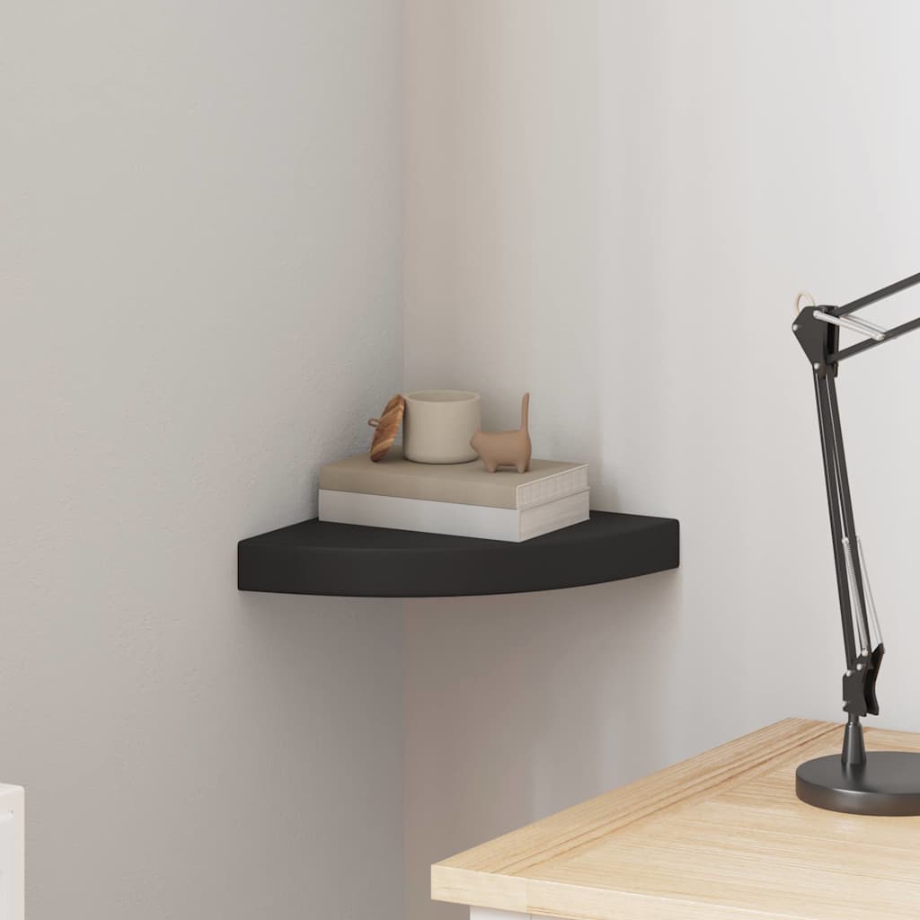 Scaffale Angolare a Parete Nero 25x25x3,8 cm in MDF