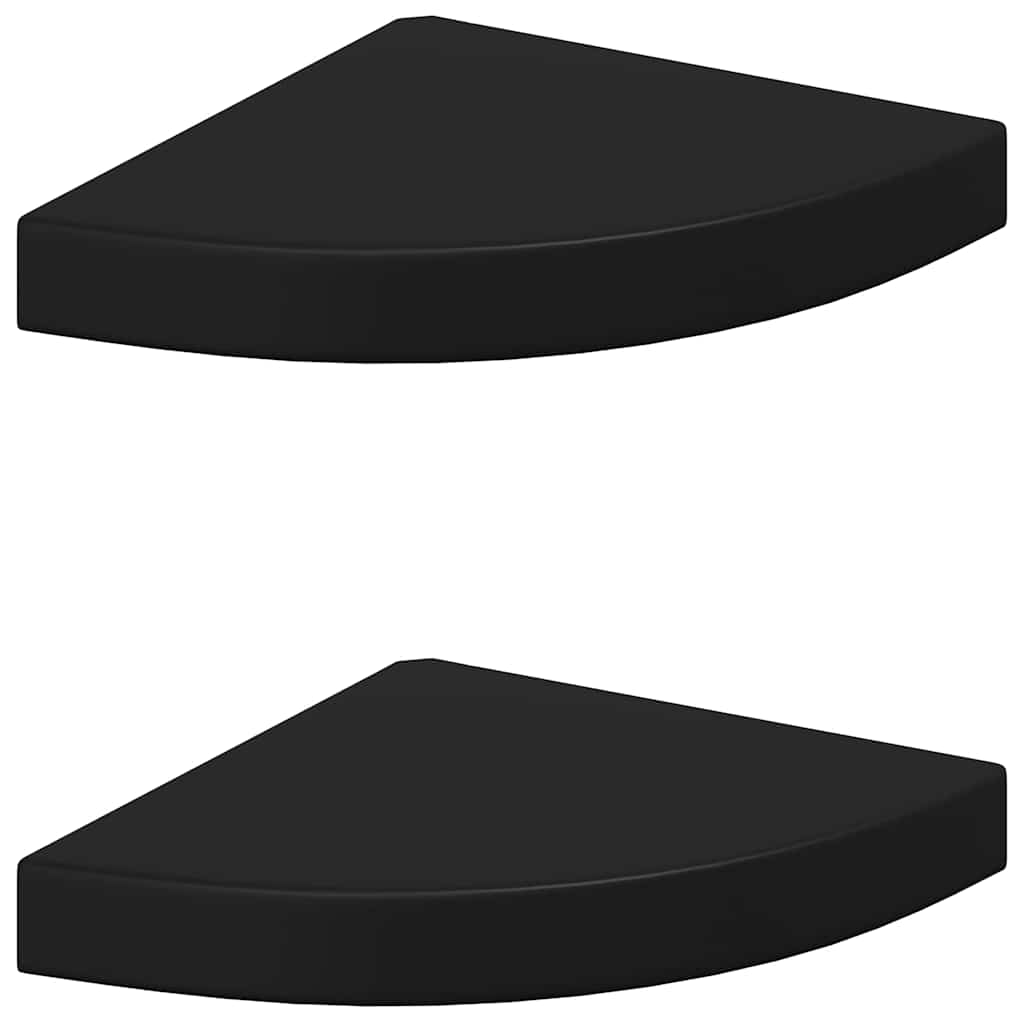 Scaffali Angolari a Parete 2 pz Neri 25x25x3,8 cm in MDF