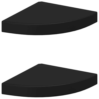 Scaffali Angolari a Parete 2 pz Neri 25x25x3,8 cm in MDF
