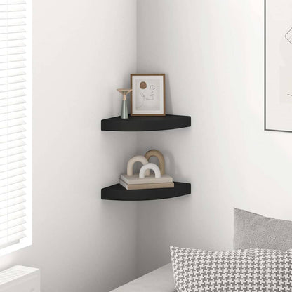 Scaffali Angolari a Parete 2 pz Neri 25x25x3,8 cm in MDF