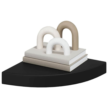 Scaffali Angolari a Parete 2 pz Neri 25x25x3,8 cm in MDF