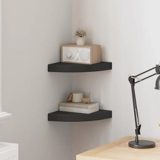 Scaffali Angolari a Parete 2 pz Neri 25x25x3,8 cm in MDF | homemem39