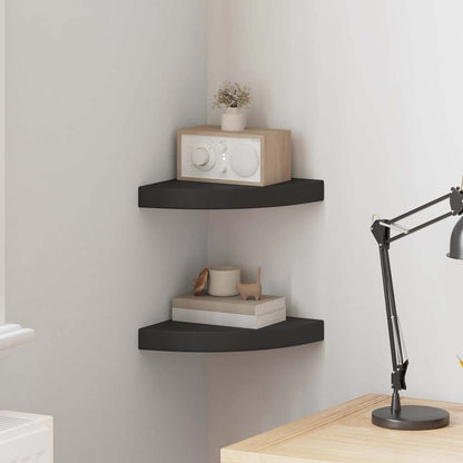 Scaffali Angolari a Parete 2 pz Neri 25x25x3,8 cm in MDF