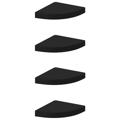 Scaffali Angolari a Parete 4 pz Neri 25x25x3,8 cm in MDF | homemem39