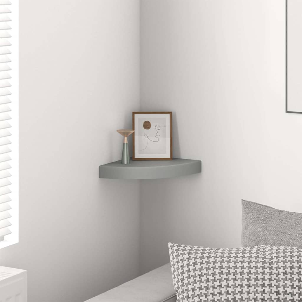 Scaffale Angolare a Parete Grigio 25x25x3,8 cm in MDF