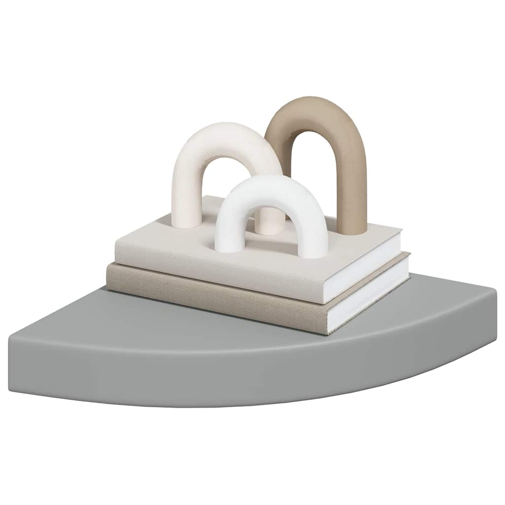 Scaffale Angolare a Parete Grigio 25x25x3,8 cm in MDF