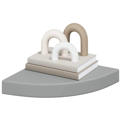 Scaffale Angolare a Parete Grigio 25x25x3,8 cm in MDF