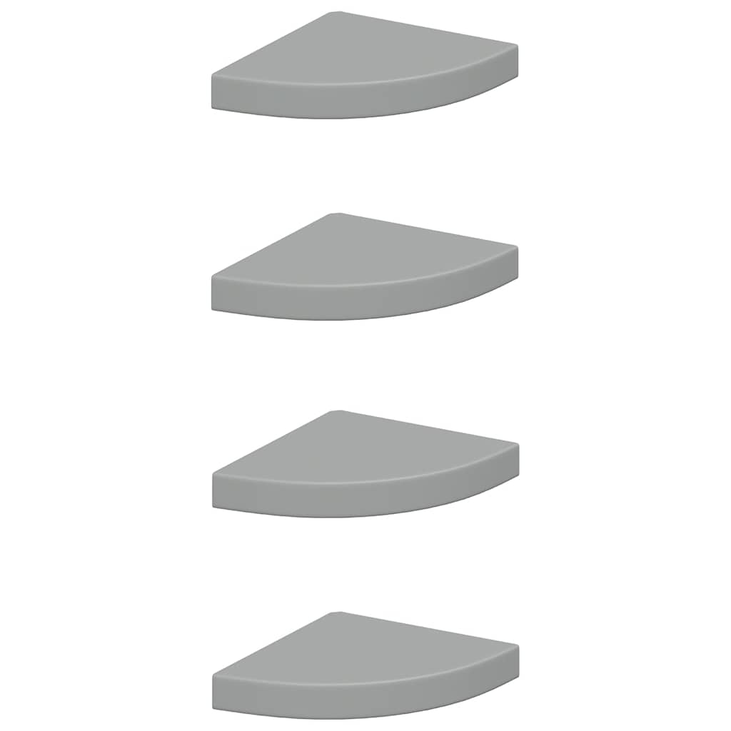 Scaffali Angolari a Parete 4 pz Grigi 25x25x3,8 cm in MDF | homemem39
