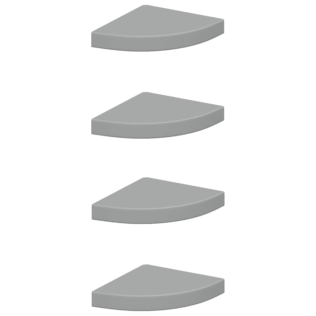 Scaffali Angolari a Parete 4 pz Grigi 25x25x3,8 cm in MDF