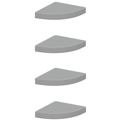 Scaffali Angolari a Parete 4 pz Grigi 25x25x3,8 cm in MDF