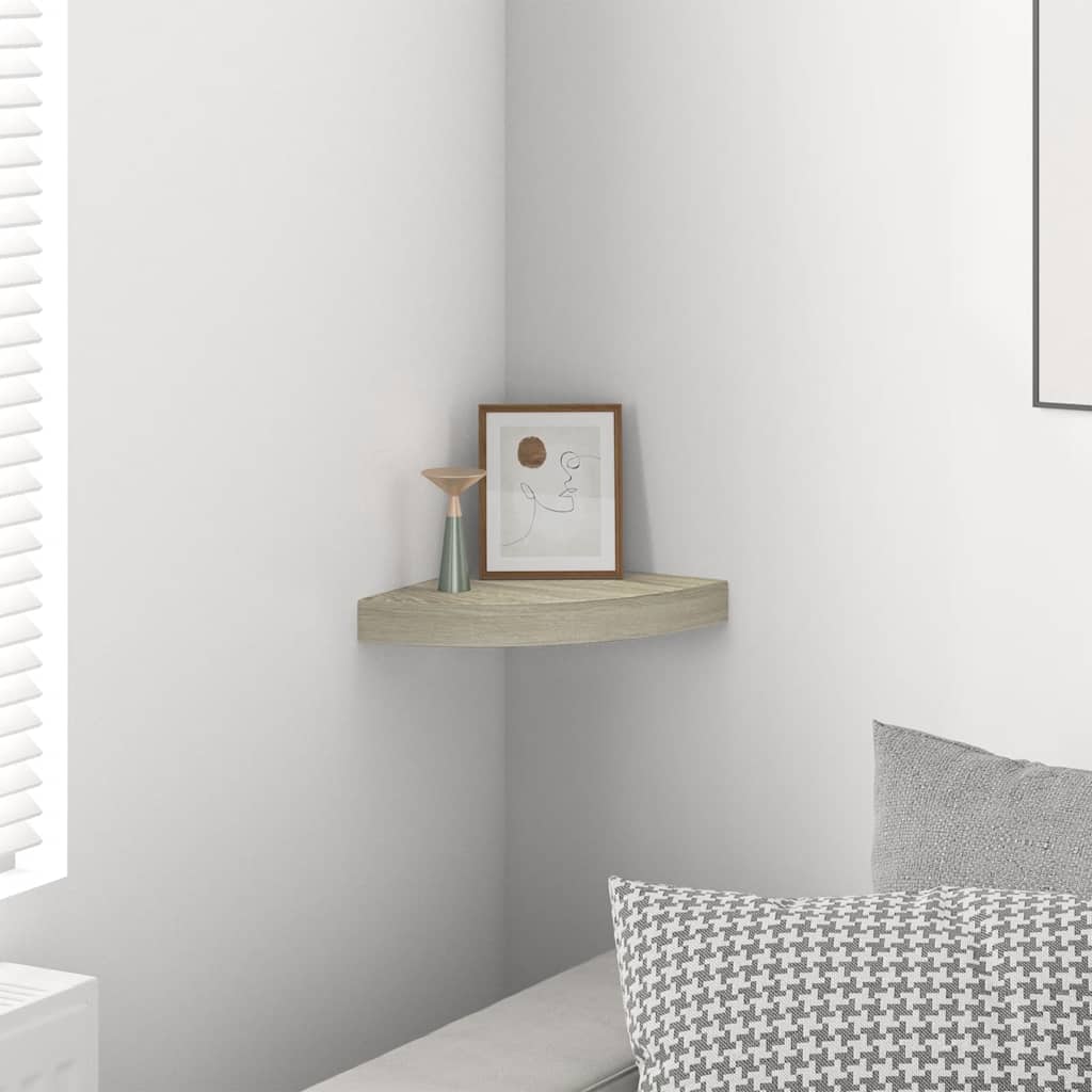 Scaffale Angolare a Parete Rovere 25x25x3,8 cm in MDF | homemem39