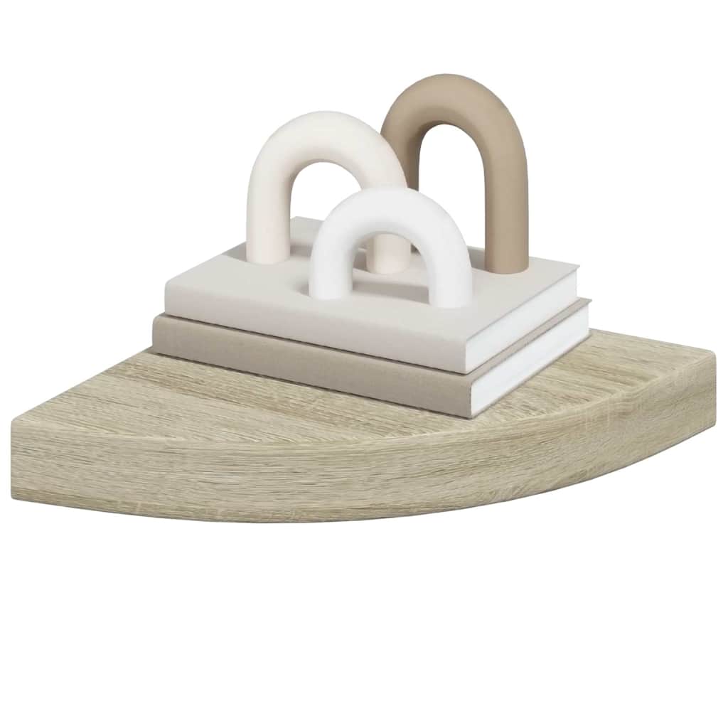 Scaffale Angolare a Parete Rovere 25x25x3,8 cm in MDF