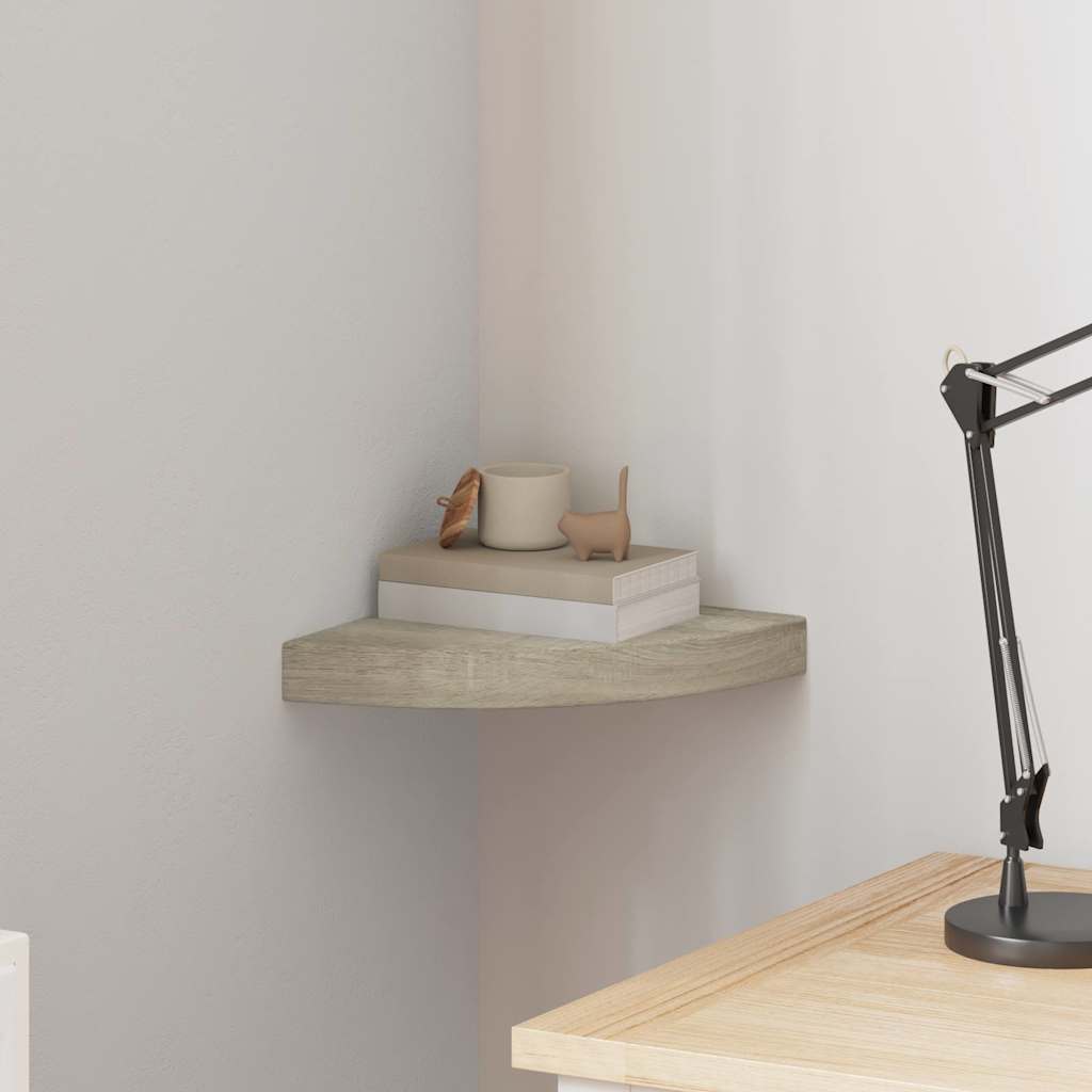 Scaffale Angolare a Parete Rovere 25x25x3,8 cm in MDF