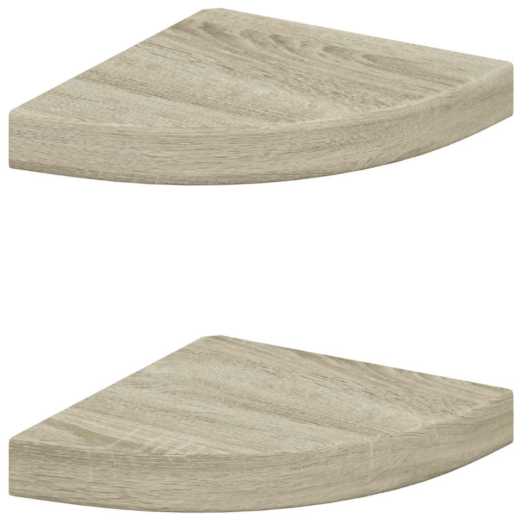 Scaffali Angolari a Parete 2 pz Rovere 25x25x3,8 cm in MDF | homemem39