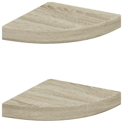 Scaffali Angolari a Parete 2 pz Rovere 25x25x3,8 cm in MDF | homemem39