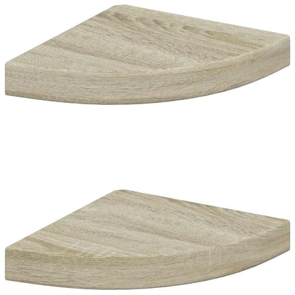 Scaffali Angolari a Parete 2 pz Rovere 25x25x3,8 cm in MDF