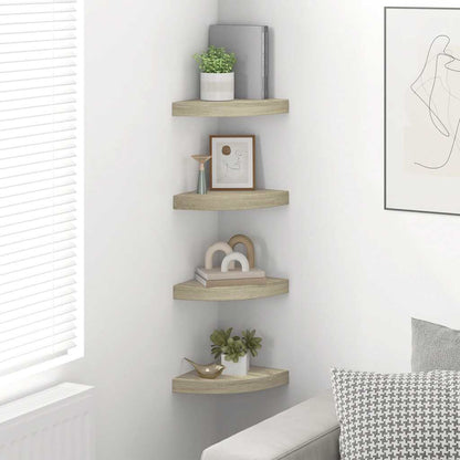 Scaffali Angolari a Parete 4 pz Rovere 25x25x3,8 cm in MDF | homemem39
