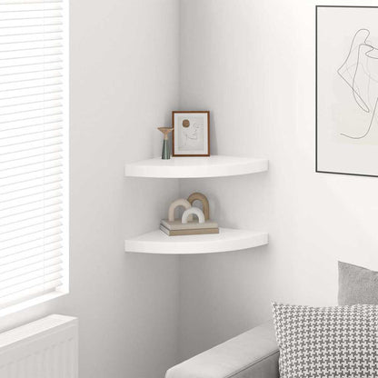 Scaffali Angolari a Parete 2 pz Bianco Lucido 35x35x3,8 cm MDF