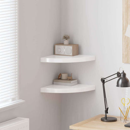 Scaffali Angolari a Parete 2 pz Bianco Lucido 35x35x3,8 cm MDF