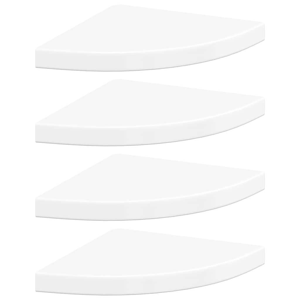 Scaffali Angolari a Parete 4 pz Bianco Lucido 35x35x3,8 cm MDF