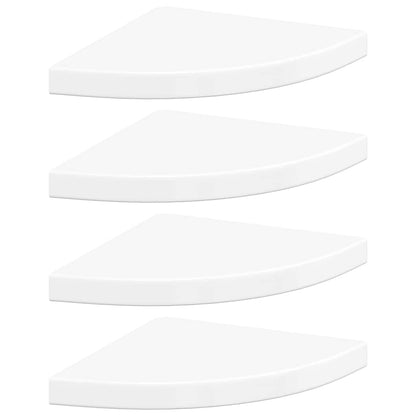 Scaffali Angolari a Parete 4 pz Bianco Lucido 35x35x3,8 cm MDF