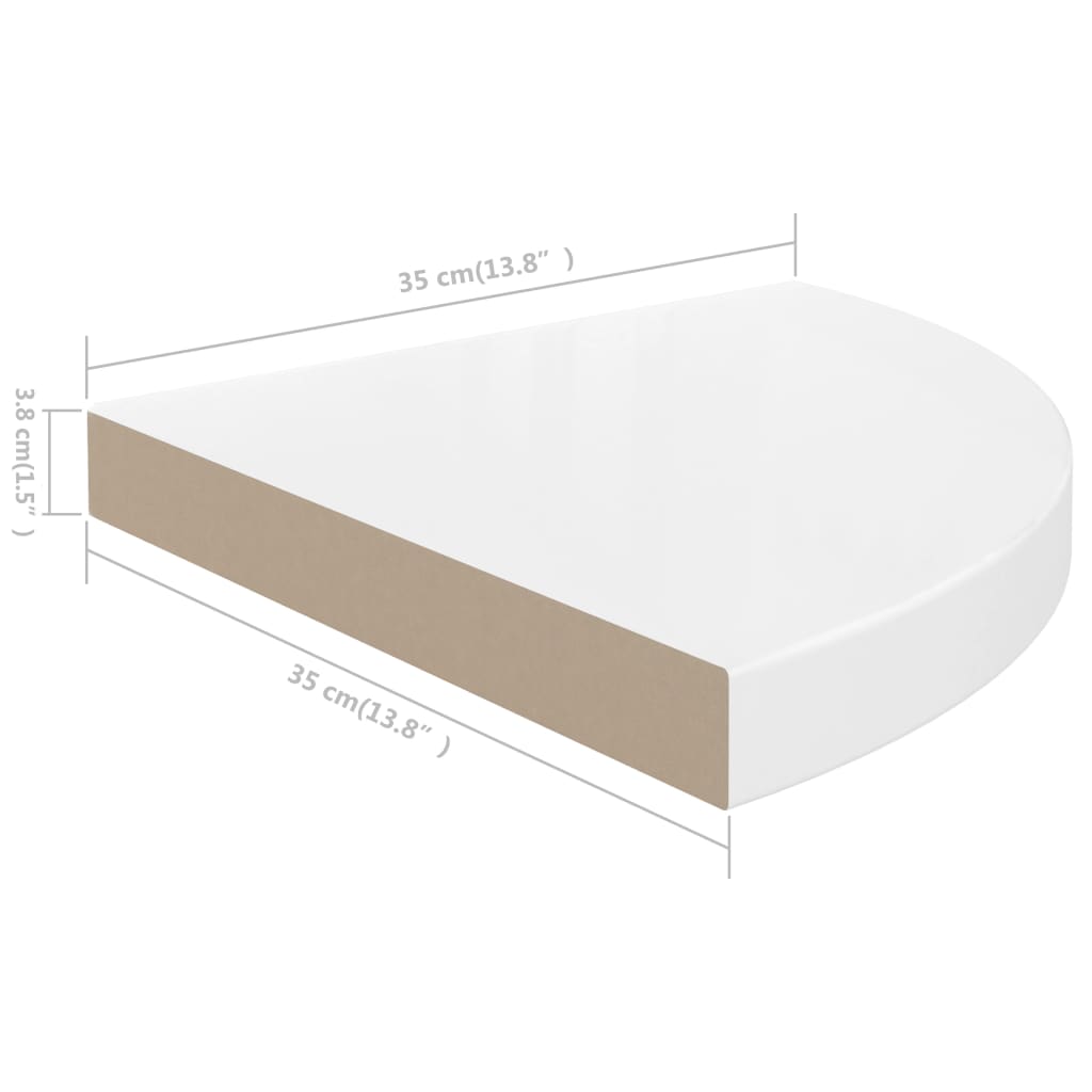 323909 vidaXL Floating Corner Shelves 4 pcs High Gloss White 35x35x3,8 cm MDF - homemem39