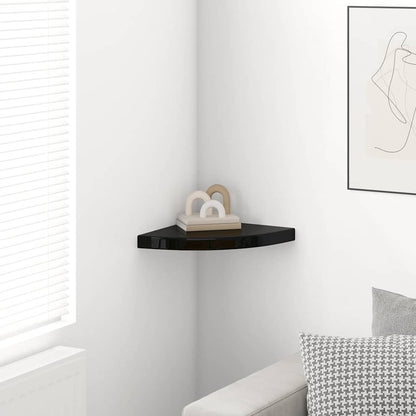 Scaffale Angolare a Parete Nero Lucido 35x35x3,8 cm in MDF | homemem39