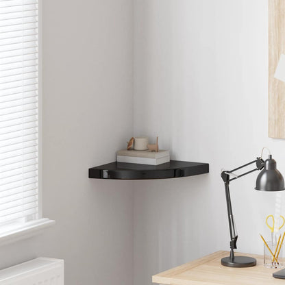 Scaffale Angolare a Parete Nero Lucido 35x35x3,8 cm in MDF | homemem39