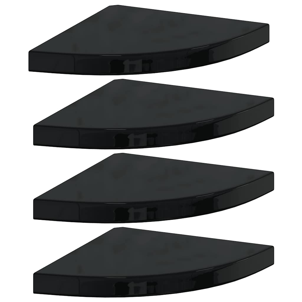 Scaffali Angolari a Parete 4 pz Nero Lucido 35x35x3,8 cm MDF | homemem39